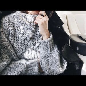 Women’s Grey Cableknit Chunky Sweater